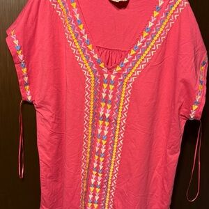 Embroidered Pink Women's Top